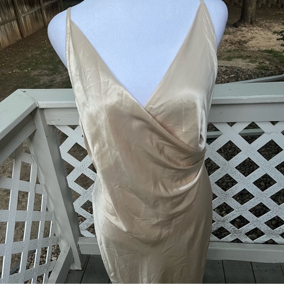 Bobbles & Lace Women Small Fast Track Gold Satin Dress Romantic Whimsical NEW - Picture 4 of 16